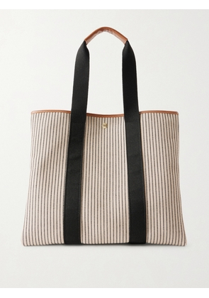 RUE de VERNEUIL - Traversée Glacier Large Striped Webbing And Leather-trimmed Canvas Tote - Neutrals - One size