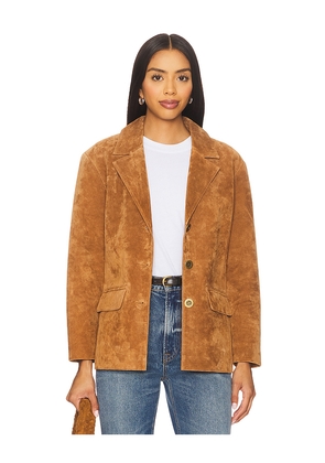 Central Park West Atlas Suede Boyfriend Blazer in Brown. Size M. Also in S, XS, L, XL.