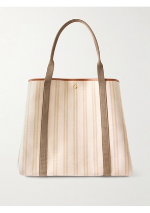 RUE de VERNEUIL - Traversée Glacier Large Webbing And Leather-trimmed Striped Canvas Tote - Neutrals - One size