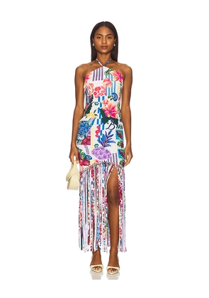 Agua Bendita x REVOLVE Allis Maxi Dress in White,Blue. Size S. Also in M.