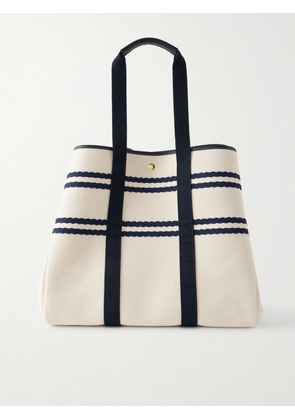 RUE de VERNEUIL - Traversée Glacier Large Webbing And Leather-trimmed Striped Canvas Tote - White - One size