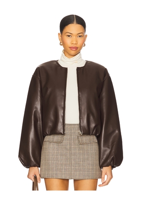 BLANKNYC Cropped Leather Bomber in Brown. Size L. Also in M, S.