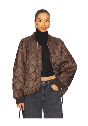 AGOLDE Isla Quilted Jacket in Brown. Size M. Also in XS, S, L.