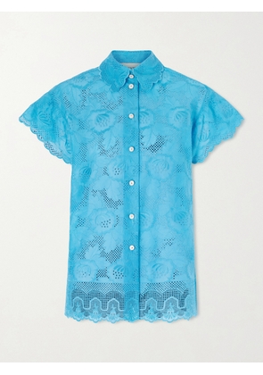 Valentino Garavani - Broderie Anglaise Cotton Shirt - Blue - IT36,IT38,IT40,IT42,IT44,IT46