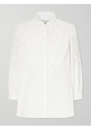Valentino Garavani - Broderie Anglaise Cotton-poplin Shirt - White - IT36,IT38,IT40,IT42,IT44,IT46
