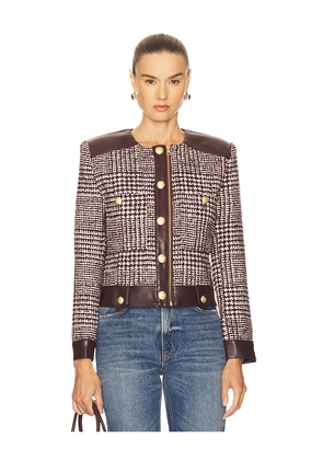 Central Park West Billie Houndstooth Jacket in Burgundy. Size M. Also in S, XS, L.