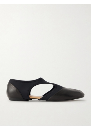 Maison Margiela - Tabi Jazz Stretch-knit Trimmed Leather Brogues - Black - IT35,IT35.5,IT36,IT36.5,IT37,IT37.5,IT38,IT38.5,IT39,IT39.5,IT40,IT40.5,IT41