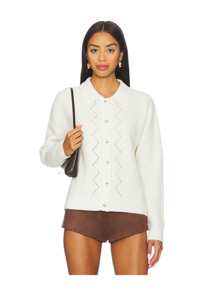 Central Park West Olivia Pointelle Polo in Ivory. Size M. Also in S, XS, L.