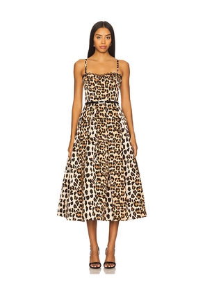 Bronx and Banco Inara Leopard Midi Dress in Brown. Size S. Also in XS.