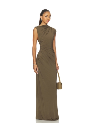 EAVES Auda Gown in Olive. Size M. Also in XS, XXS, S, L, XL.
