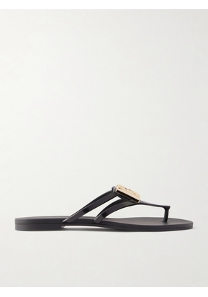 Dolce & Gabbana - Embellished Rubber Flip Flops - Black - IT35,IT36,IT37,IT38,IT39,IT40,IT41,IT42