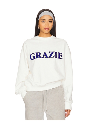 Araminta James Grazie Sweatshirt in White. Size S. Also in XS, XL.