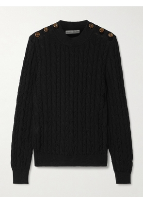 BLAZÉ Milano - Button-embellished Cable-knit Cotton Sweater - Black - 00,0,1,2,3,4