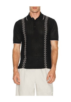 Beams Plus Knit Polo Mesh Stripe in Black. Size XL. Also in L.