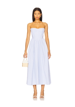 Bardot Lola Corset Stripe Midi Dress in Baby Blue. Size 12. Also in 2, 4, 6, 8, 10.