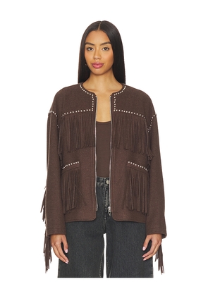 BLANKNYC Fringe Jacket in Brown. Size M. Also in S, XS, L.