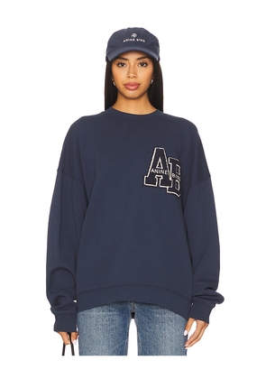 ANINE BING Miles Oversized Letterman Sweatshirt in Navy. Size S. Also in L.