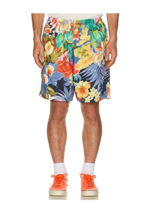 Beams Plus Gym Shorts Tropical Pattern Print in Blue. Size S. Also in L.