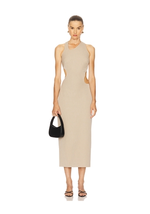 Camila Coelho Leona Midi Dress in Taupe. Size M. Also in XXS, XS, S, L, XL.