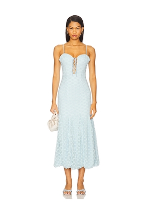 Bardot Delaney Bubble Midi Dress in Baby Blue. Size 12. Also in 2, 4, 6, 8, 10.