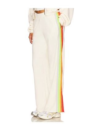 Aviator Nation 5 Stripe Wide Leg Pocket Sweatpant in Cream. Size M. Also in XS, S, L.