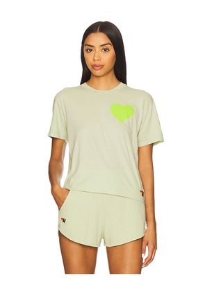 Aviator Nation Heart Print Boyfriend Tee in Green. Size S. Also in XS, XL.