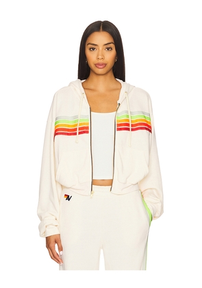Aviator Nation 5 Stripe Cropped Zip Hoodie in White. Size S. Also in XS, L.