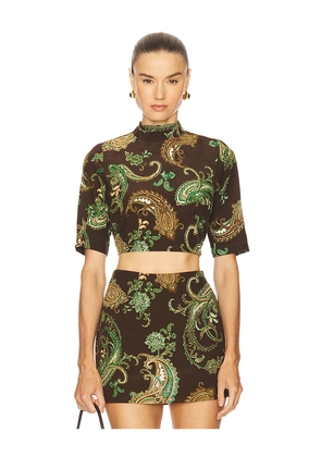 HEMANT AND NANDITA Boxy Top in Chocolate. Size M. Also in XS, L.