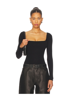 ALL THE WAYS Amalia Square Neck Bodysuit in Black. Size M. Also in XS, S.