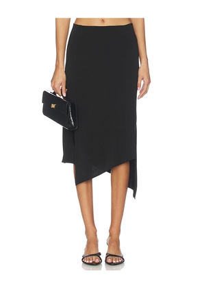 EAVES Ira Asym Midi Skirt in Black. Size M. Also in XS, S, XL.