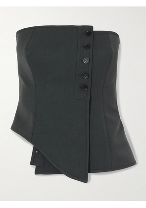 Jean Paul Gaultier - Strapless Asymmetric Wool-blend Twill Bustier Top - Gray - FR 34,FR 36,FR 38,FR 40,FR 42,FR 44