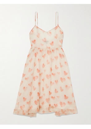 R13 - Ruffled Printed Silk-chiffon Mini Dress - Cream - x small,small,medium,large