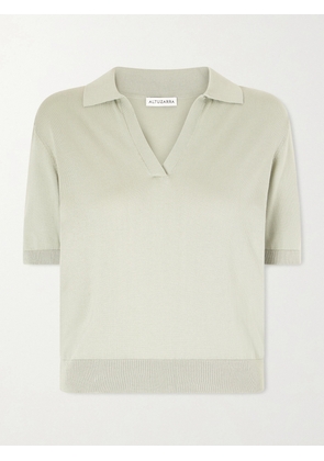 Altuzarra - Clay Cropped Cotton And Silk-blend Polo Shirt - Green - x small,small,medium,large,x large