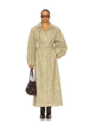 AFRM The Carrington Maxi Trench Coat in Green. Size L. Also in S, XS.