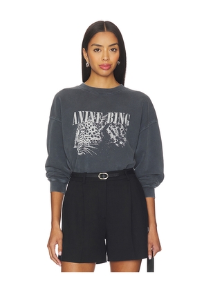 ANINE BING Spencer Leopard Sweatshirt in Charcoal. Size S. Also in XS.