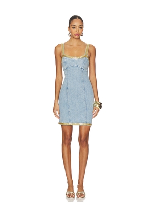 ASTA RESORT Vera Embroidered Mini Dress in Blue. Size M. Also in XS, S, XL.