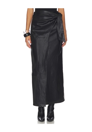 ALL THE WAYS Kassidy Faux Leather Skirt in Black. Size L. Also in M, S, XL, XS, XXS.