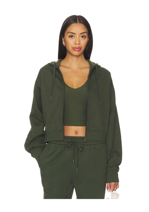 Beyond Yoga Luxe Fleece Zip Up Hoodie in Dark Green. Size M. Also in XS, S, L, XL.