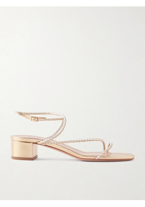 Aquazzura - Luca Braided Metallic Leather Sandals - Gold - IT35,IT36,IT36.5,IT37,IT37.5,IT38,IT38.5,IT39,IT39.5,IT40,IT40.5,IT41,IT41.5,IT42