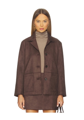 Elodie the Label Elodie Hayes Vegan Suede Jacket in Brown. Size M. Also in S, XS, L.