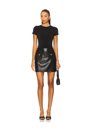 Alice + Olivia Sydney Faux Leather A Line Dress With Pocket in Black. Size 2. Also in 0.