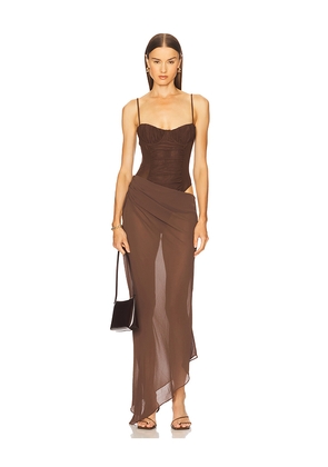Camila Coelho Greer Maxi Dress in Brown. Size M. Also in L, S, XL, XS, XXS.
