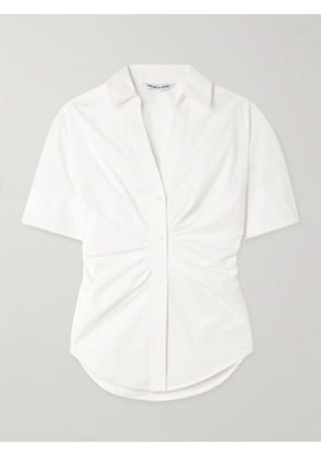 Veronica Beard - Devra Ruched Cotton-blend Poplin Shirt - White - US0,US2,US4,US6,US8,US10,US12