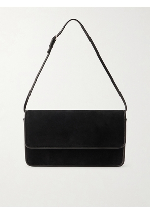 The Row - Nancy Leather-trimmed Suede Shoulder Bag - Black - One size
