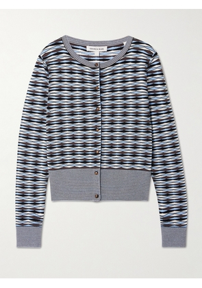 Veronica Beard - Cambria Cropped Jacquard-knit Cardigan - Blue - x small,small,medium,large,x large