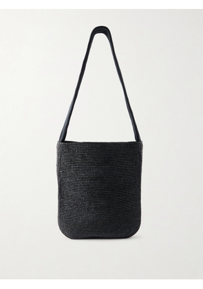 The Row - Lori Canvas-trimmed Raffia Tote - Black - One size