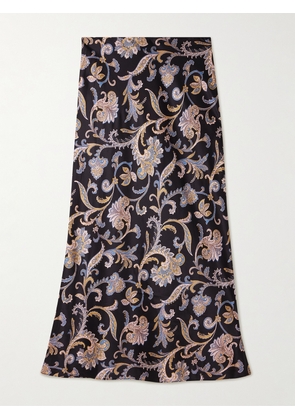 Veronica Beard - Clover Paisley-print Silk-blend Charmeuse Midi Skirt - Black - US0,US2,US4,US6,US8,US10,US12