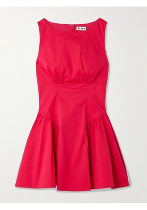 STAUD - Gwen Paneled Cotton-blend Poplin Mini Dress - Red - US00,US0,US2,US4,US6,US8,US10,US12,US14,US16