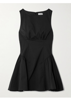 STAUD - Gwen Paneled Cotton-blend Poplin Mini Dress - Black - US00,US0,US2,US4,US6,US8,US10,US12,US14,US16