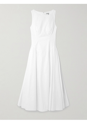 STAUD - Gwen Paneled Pleated Cotton-blend Poplin Midi Dress - White - US00,US0,US2,US4,US6,US8,US10,US12,US14,US16
